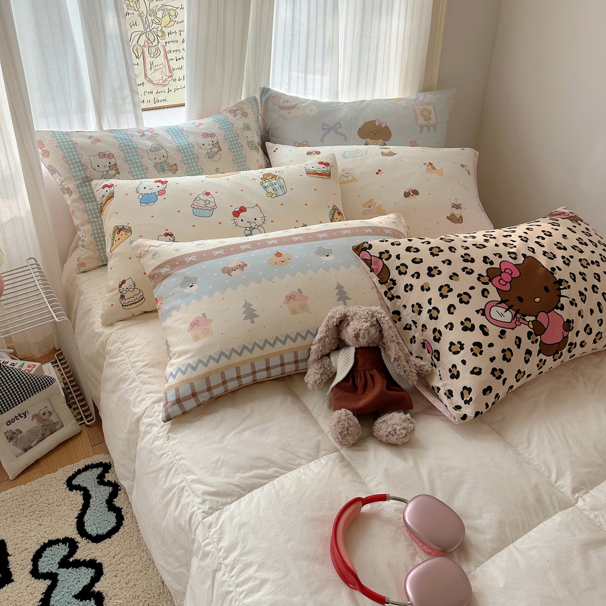 91家纺网 家纺一手货源 找家纺 六巷胡同 2026新款40支全棉13070INS卡通全棉单品枕套 组合叠拍图