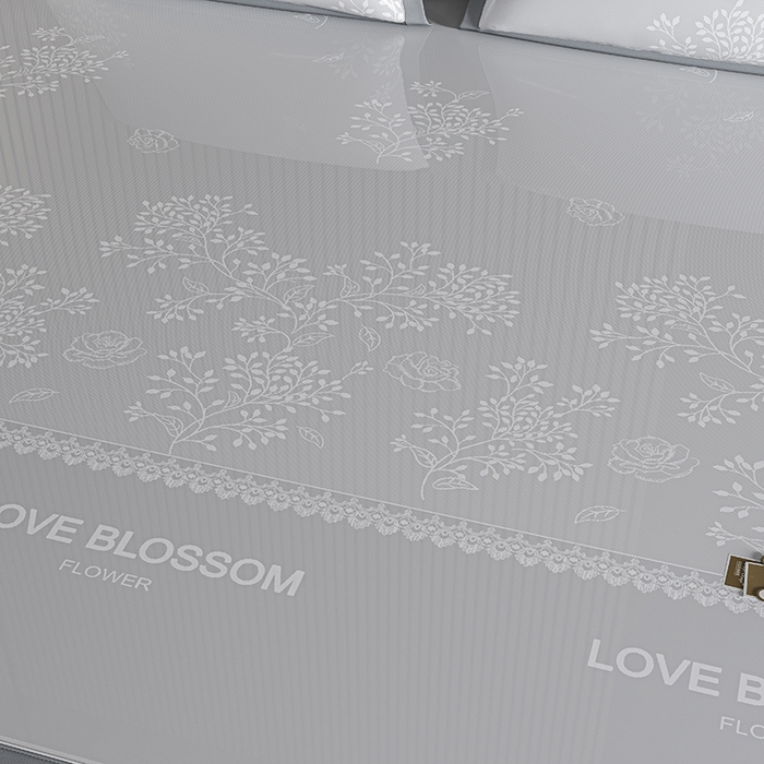 91家纺网 家纺一手货源 找家纺 小牛席业 2026新款【建模风格】PE清新叶语冰丝席席子凉席 灰色