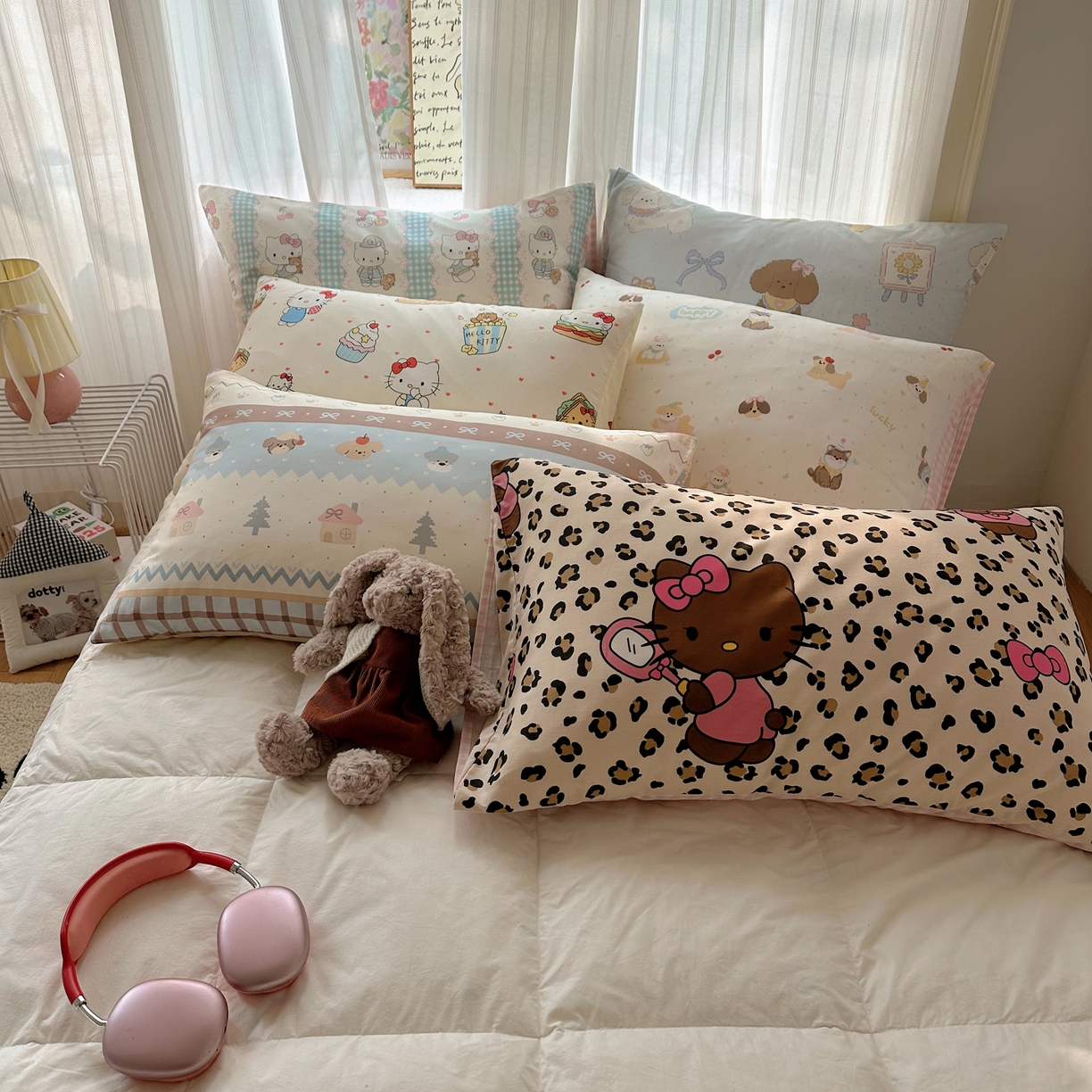 91家纺网 家纺一手货源 找家纺 六巷胡同 2026新款40支全棉13070INS卡通全棉单品枕套 组合叠拍图