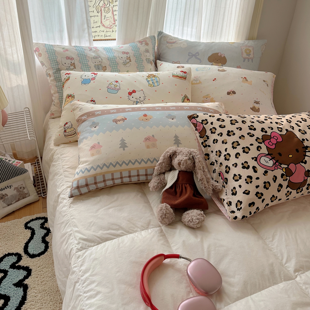 91家纺网 家纺一手货源 找家纺 六巷胡同 2026新款40支全棉13070INS卡通全棉单品枕套 组合叠拍图