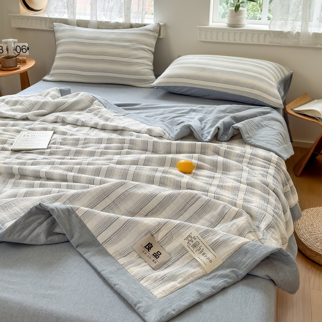 91家纺网 家纺一手货源 找家纺 （总）雯雨家纺 2026新款A类里外全棉皱皱纱新疆棉花夏被空调被