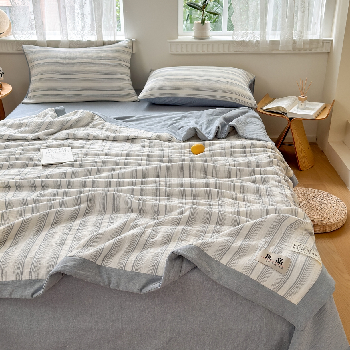 91家纺网 家纺一手货源 找家纺 （总）雯雨家纺 2026新款A类里外全棉皱皱纱新疆棉花夏被空调被