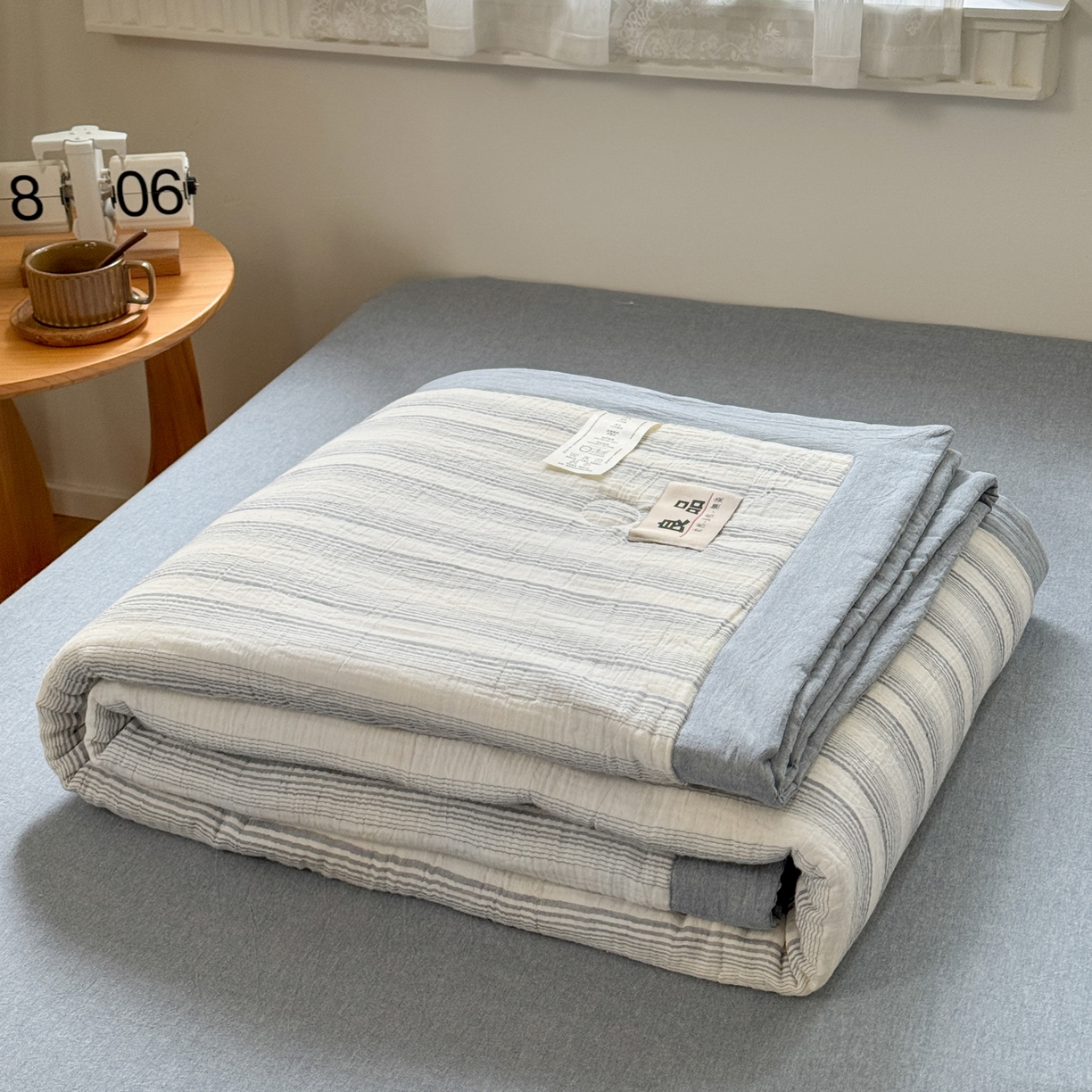 91家纺网 家纺一手货源 找家纺 雯雨家纺 2026新款A类里外全棉皱皱纱新疆棉花夏被空调被 米洛-兰