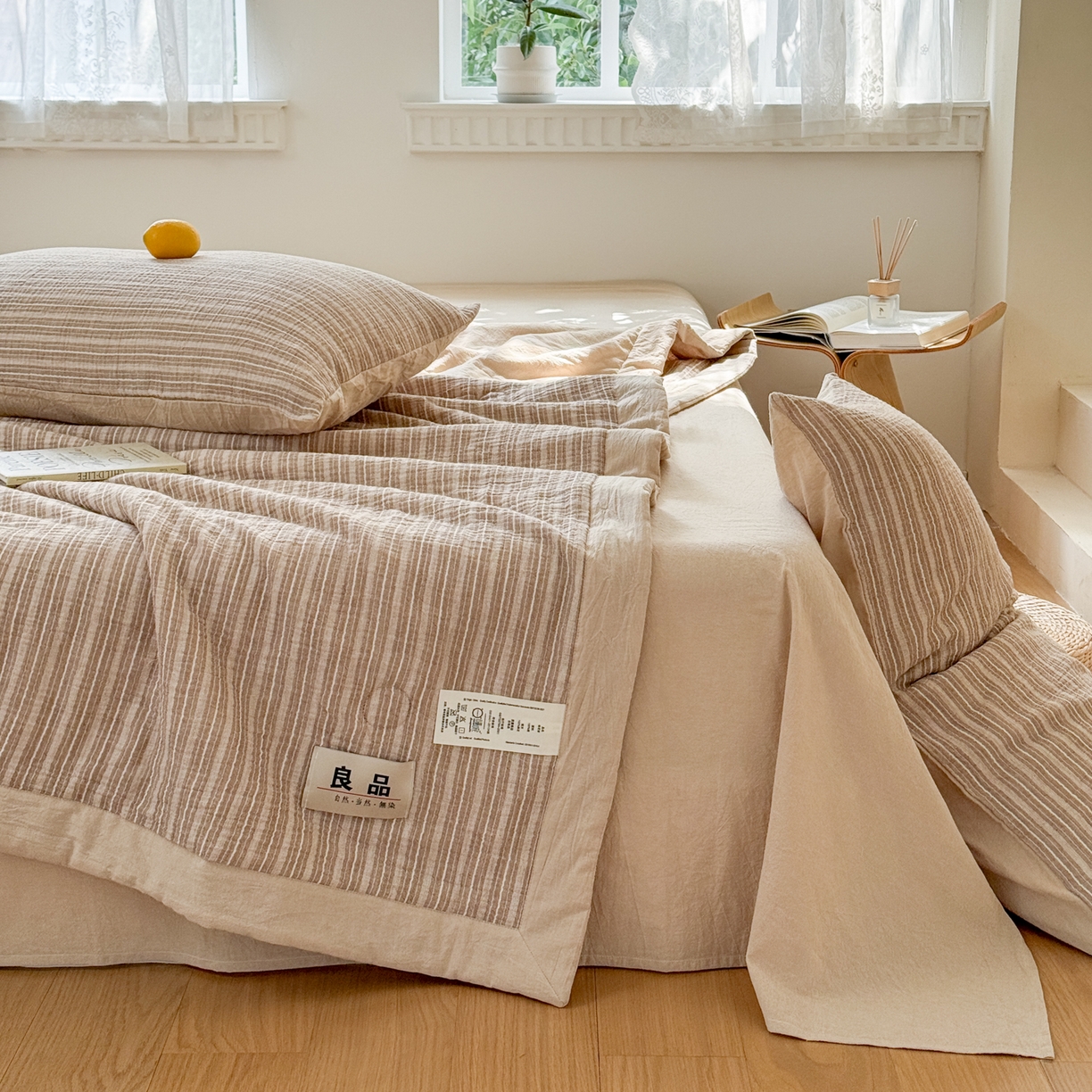 91家纺网 家纺一手货源 找家纺 雯雨家纺 2026新款A类里外全棉皱皱纱新疆棉花夏被空调被 米洛-亚麻综