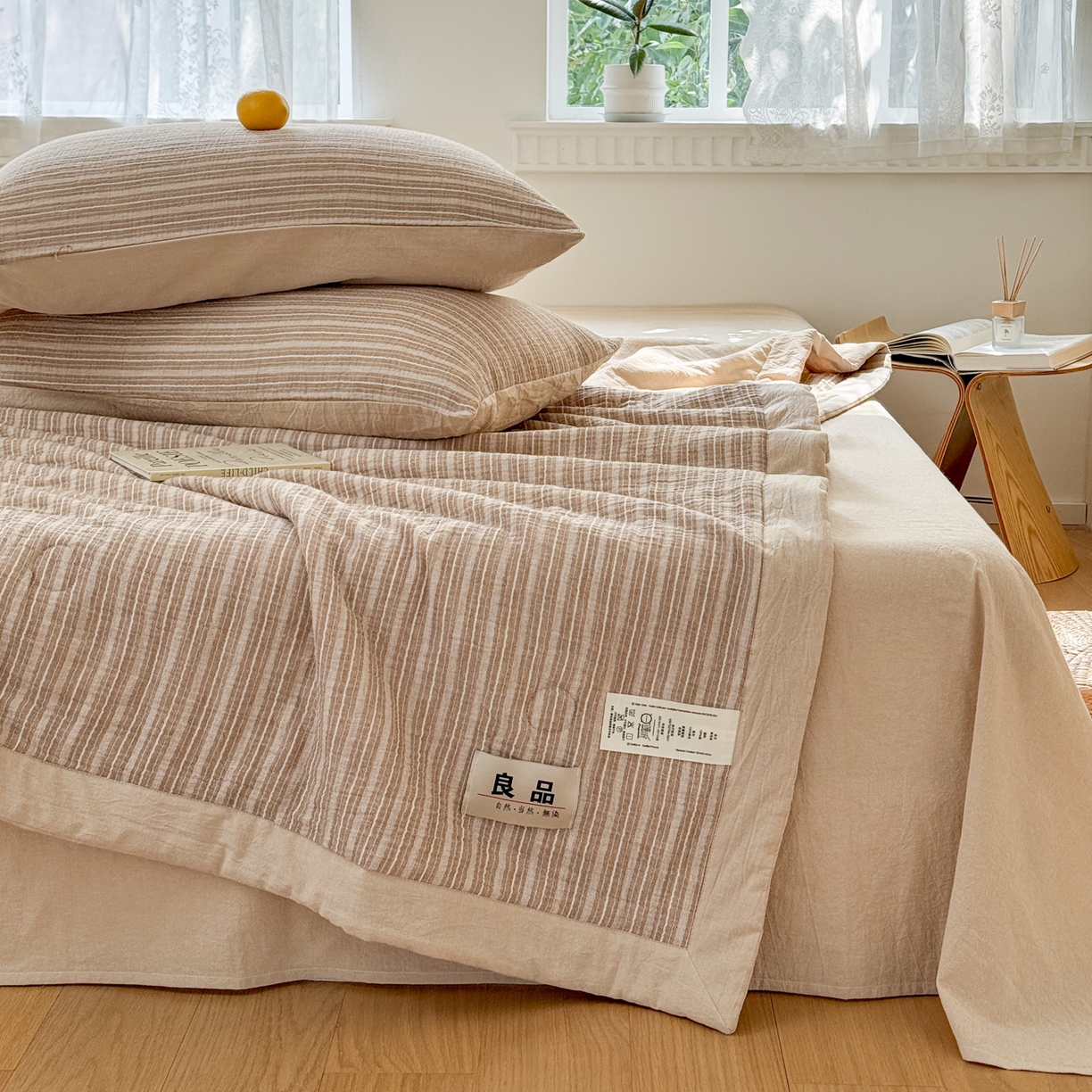 91家纺网 家纺一手货源 找家纺 雯雨家纺 2026新款A类里外全棉皱皱纱新疆棉花夏被空调被 米洛-亚麻综