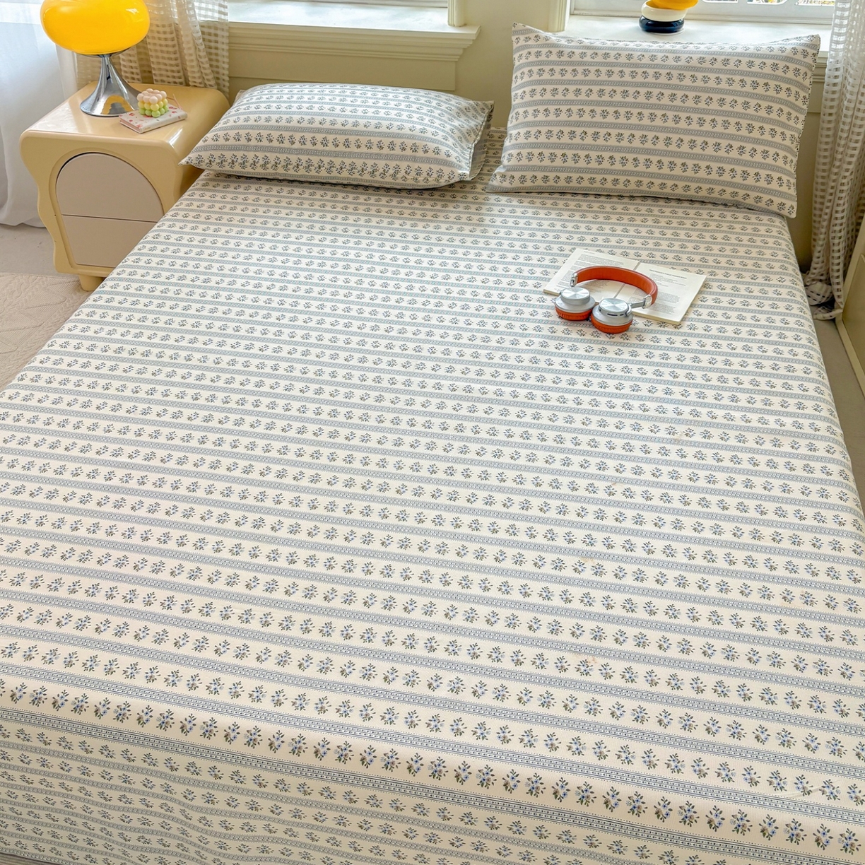 91家纺网 家纺一手货源 找家纺 青泽家纺 2025新款原棉标老粗布系列床单三件套 陌微