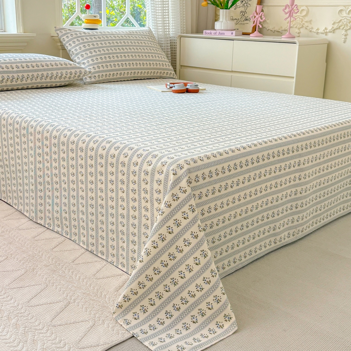 91家纺网 家纺一手货源 找家纺 青泽家纺 2025新款原棉标老粗布系列床单三件套 陌微