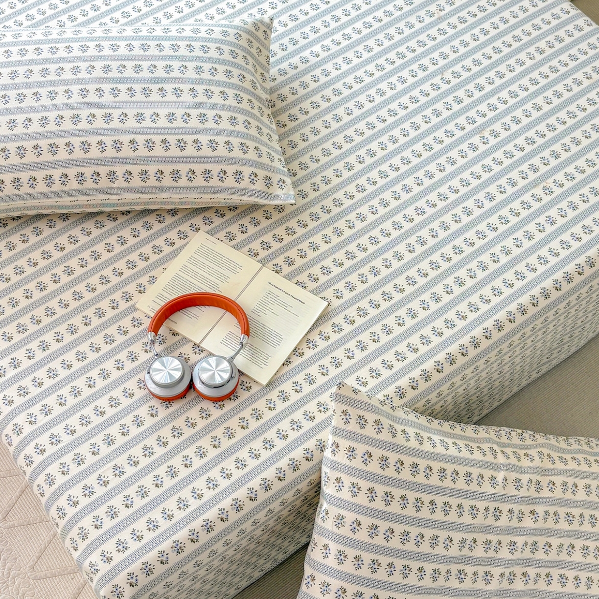 91家纺网 家纺一手货源 找家纺 青泽家纺 2025新款原棉标老粗布系列床单三件套 陌微