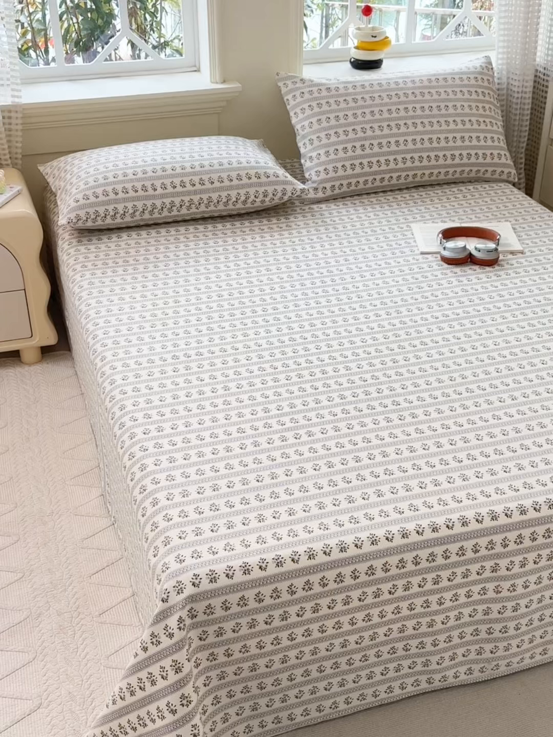 91家纺网 家纺一手货源 找家纺 青泽家纺 2025新款原棉标老粗布系列床单三件套 陌微