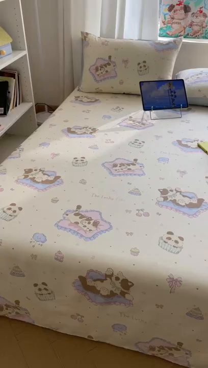 91家纺网 家纺一手货源 找家纺 六巷胡同 2026新款40支全棉13070INS卡通全棉单品枕套 慵懒猫咪崽