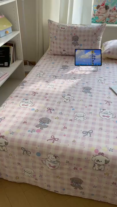 91家纺网 家纺一手货源 找家纺 六巷胡同 2026新款40支全棉13070INS卡通全棉单品枕套 粉格趣味犬