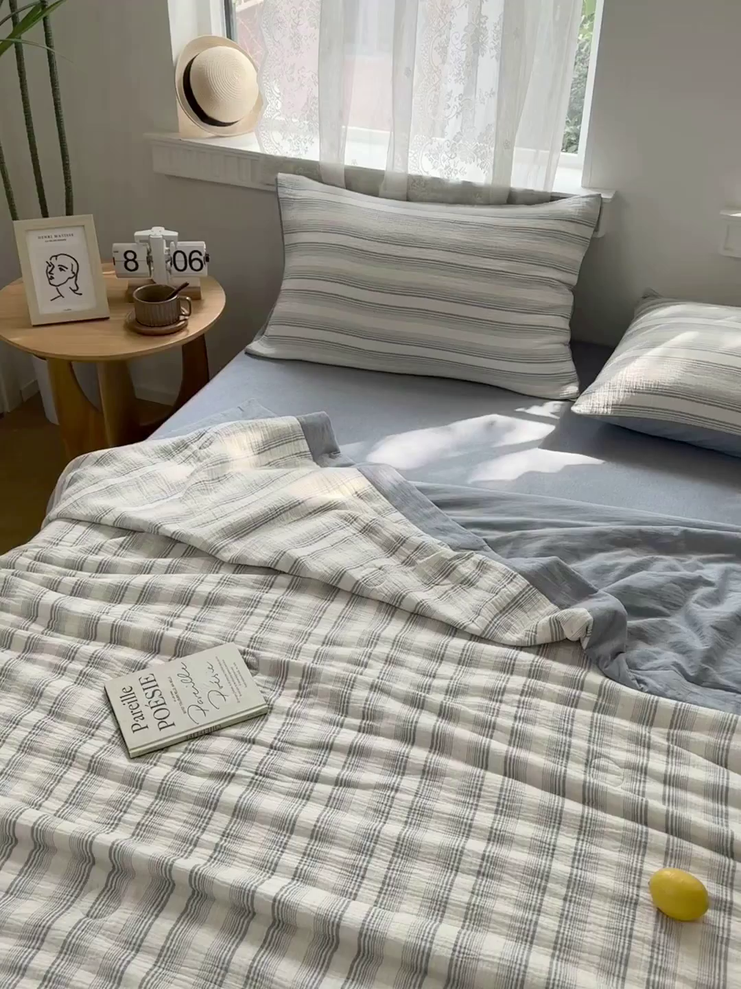 91家纺网 家纺一手货源 找家纺 雯雨家纺 2026新款A类里外全棉皱皱纱新疆棉花夏被空调被 米洛-兰