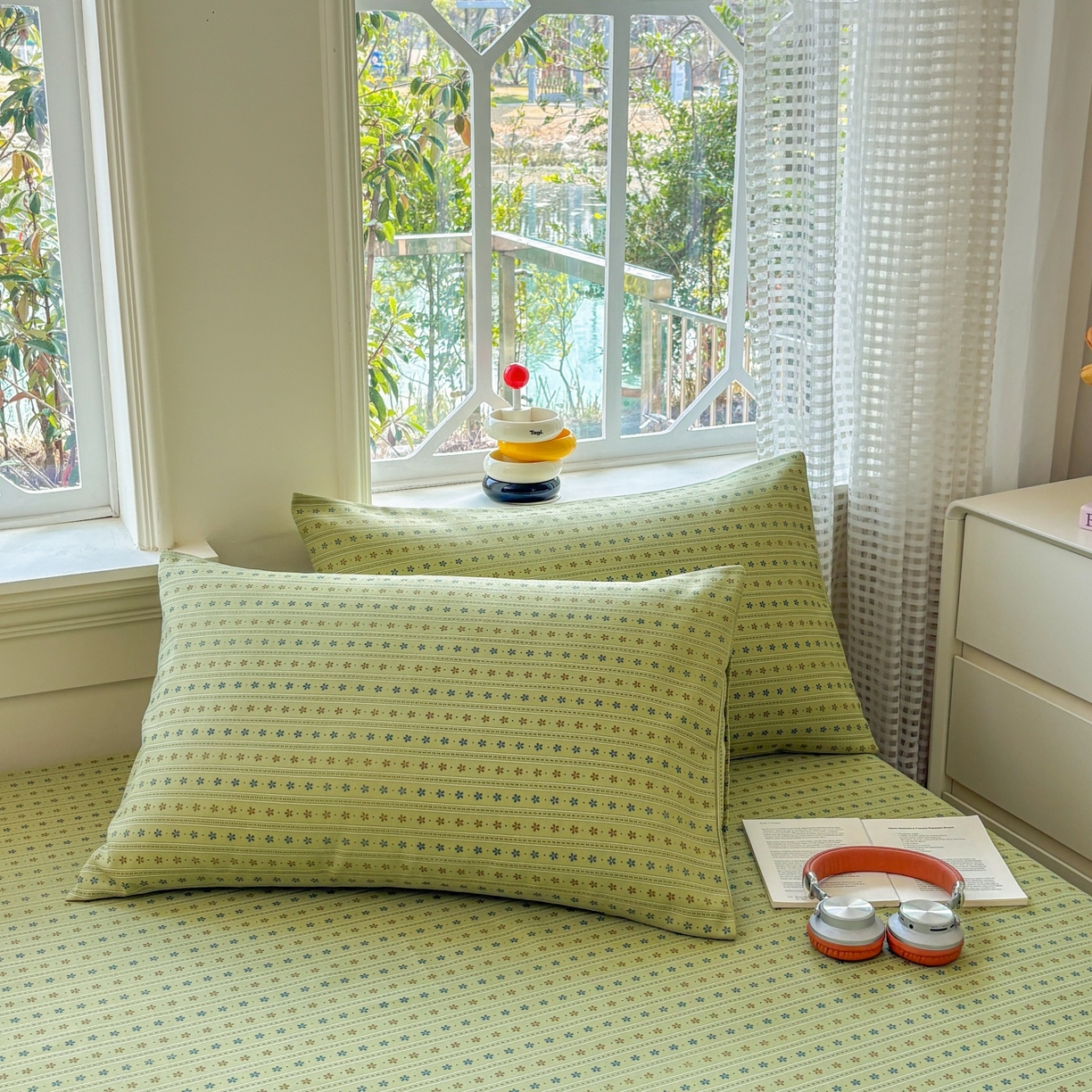 91家纺网 家纺一手货源 找家纺 青泽家纺 2025新款原棉标老粗布系列床单三件套 沐研绿