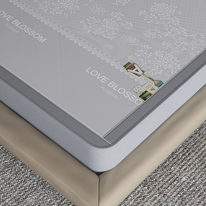 91家纺网 家纺一手货源 找家纺 小牛席业 2026新款【建模风格】PE清新叶语冰丝席席子凉席-床笠款 灰色