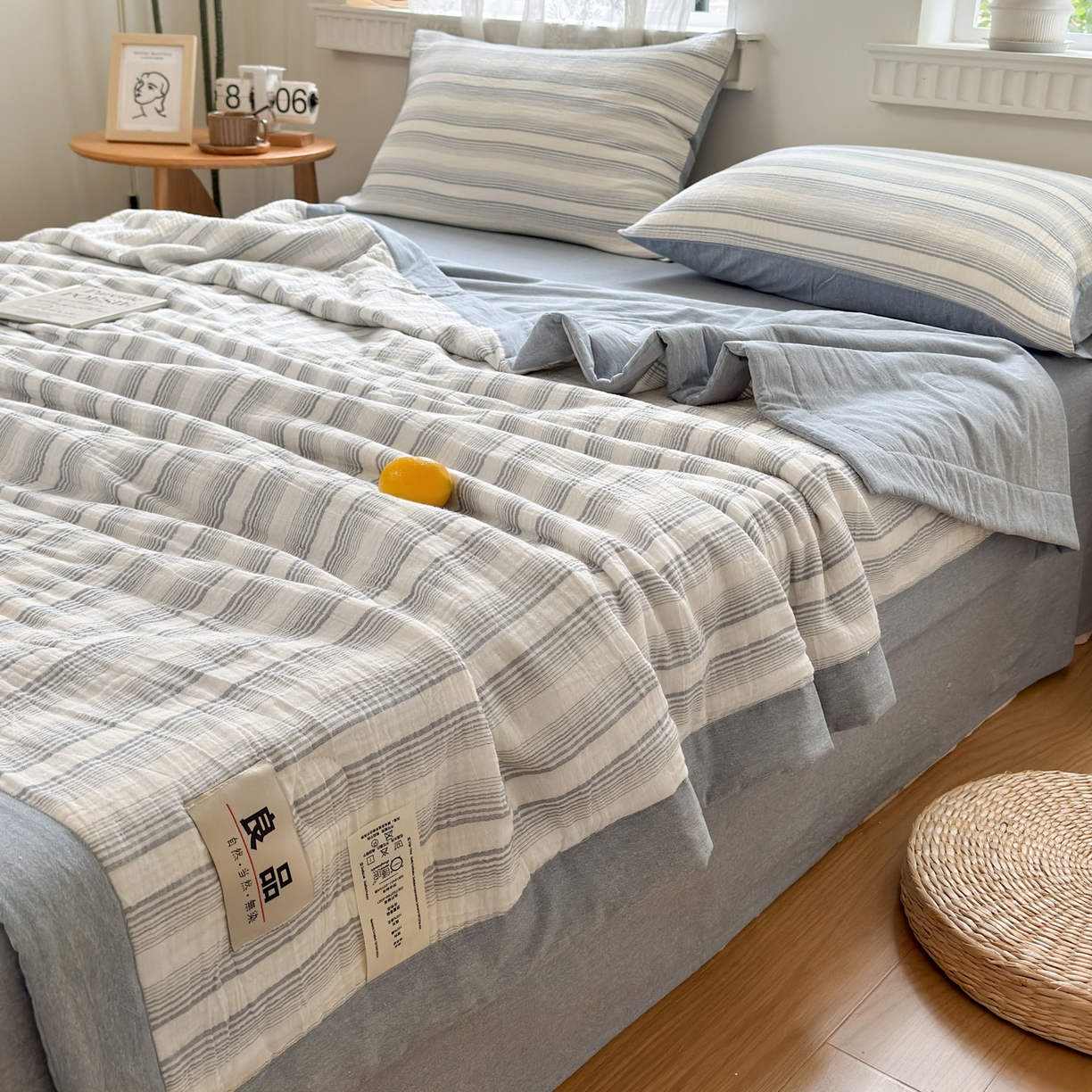 91家纺网 家纺一手货源 找家纺 （总）雯雨家纺 2026新款A类里外全棉皱皱纱新疆棉花夏被空调被