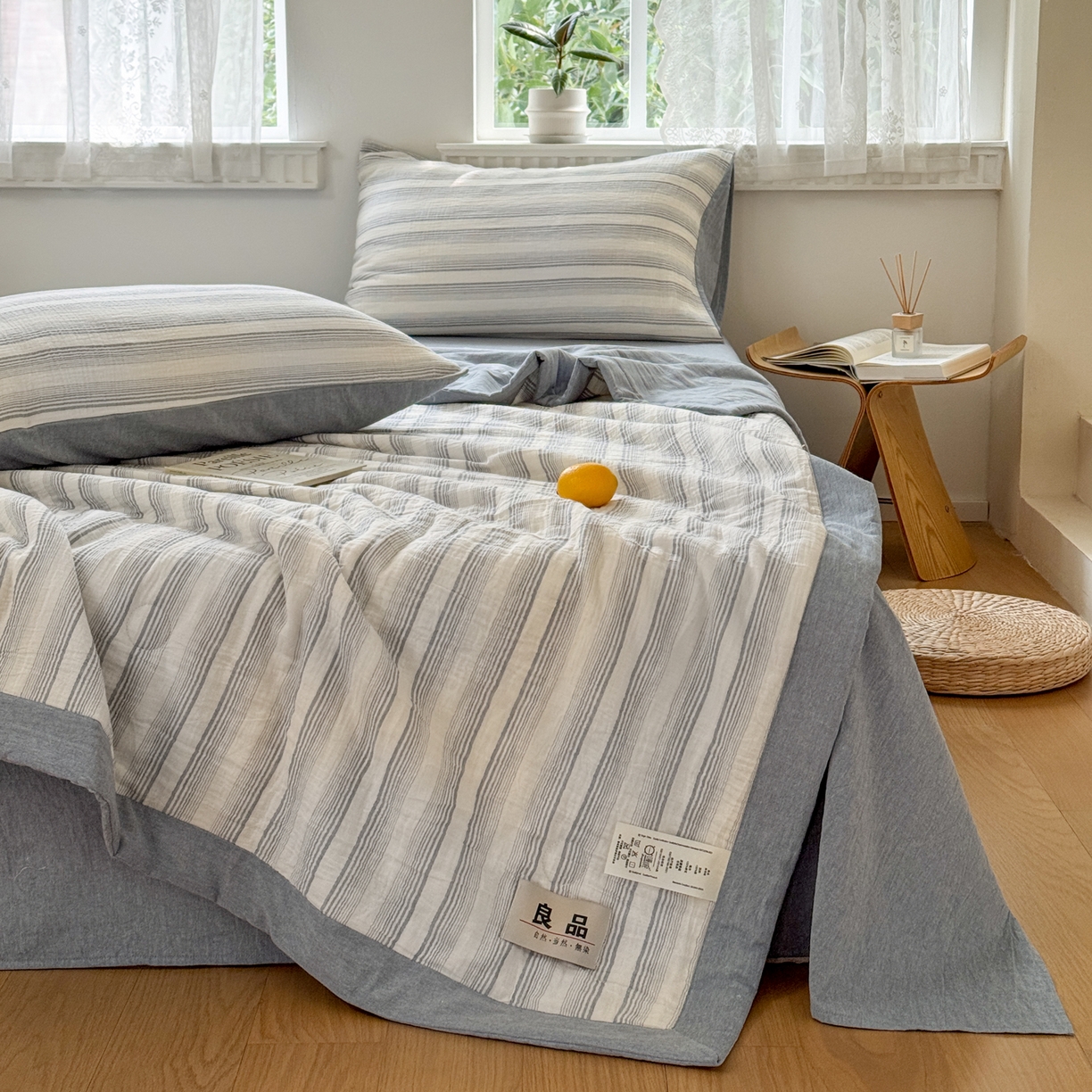 91家纺网 家纺一手货源 找家纺 雯雨家纺 2026新款A类里外全棉皱皱纱新疆棉花夏被空调被 米洛-兰