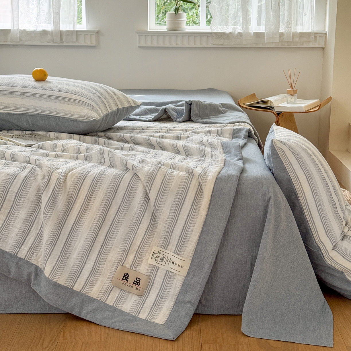 91家纺网 家纺一手货源 找家纺 雯雨家纺 2026新款A类里外全棉皱皱纱新疆棉花夏被空调被 米洛-兰