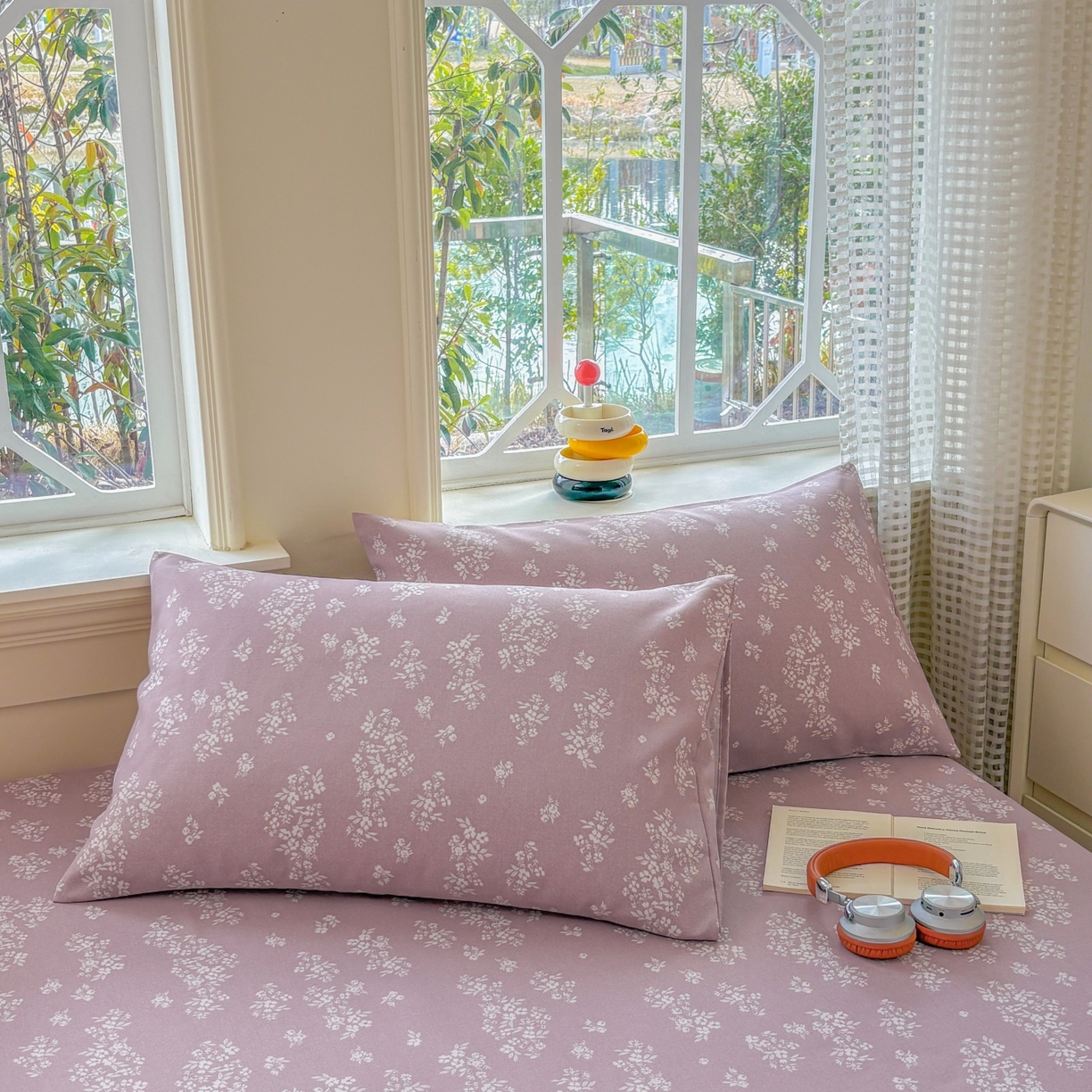 91家纺网 家纺一手货源 找家纺 青泽家纺 2025新款原棉标老粗布系列床单三件套 如梦紫