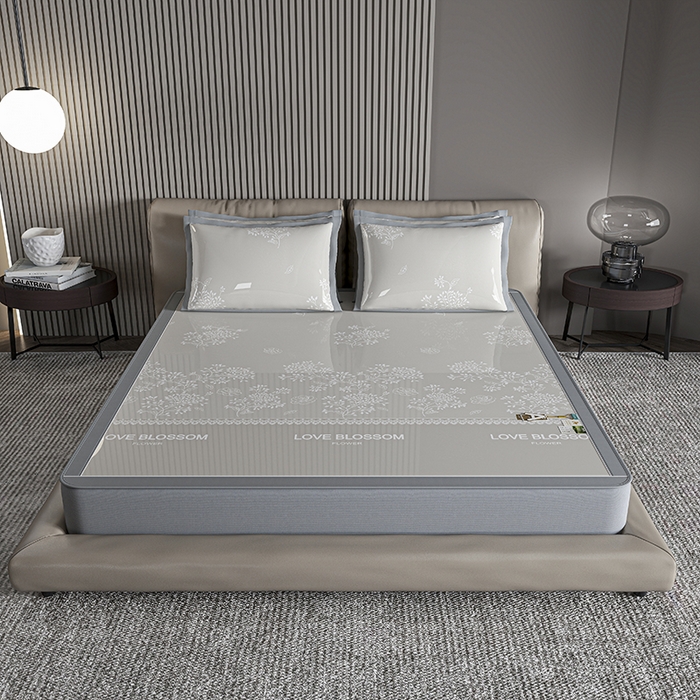 小牛席业 2026新款【建模风格】PE清新叶语冰丝席席子凉席-床笠款 香槟