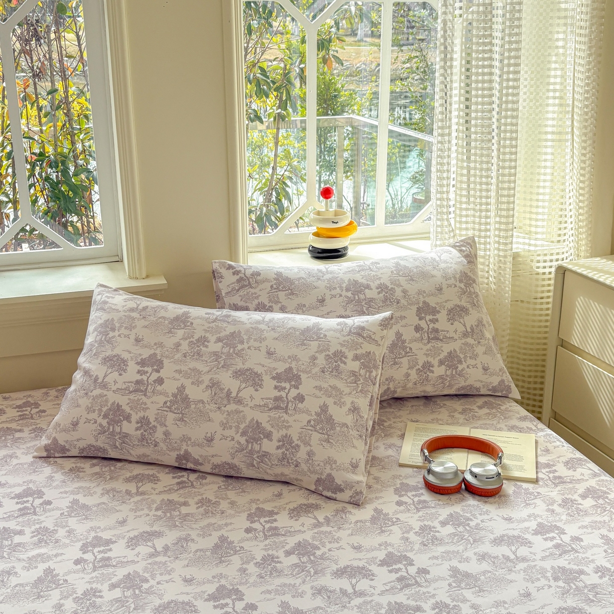 91家纺网 家纺一手货源 找家纺 青泽家纺 2025新款原棉标老粗布系列床单三件套 森林秘境