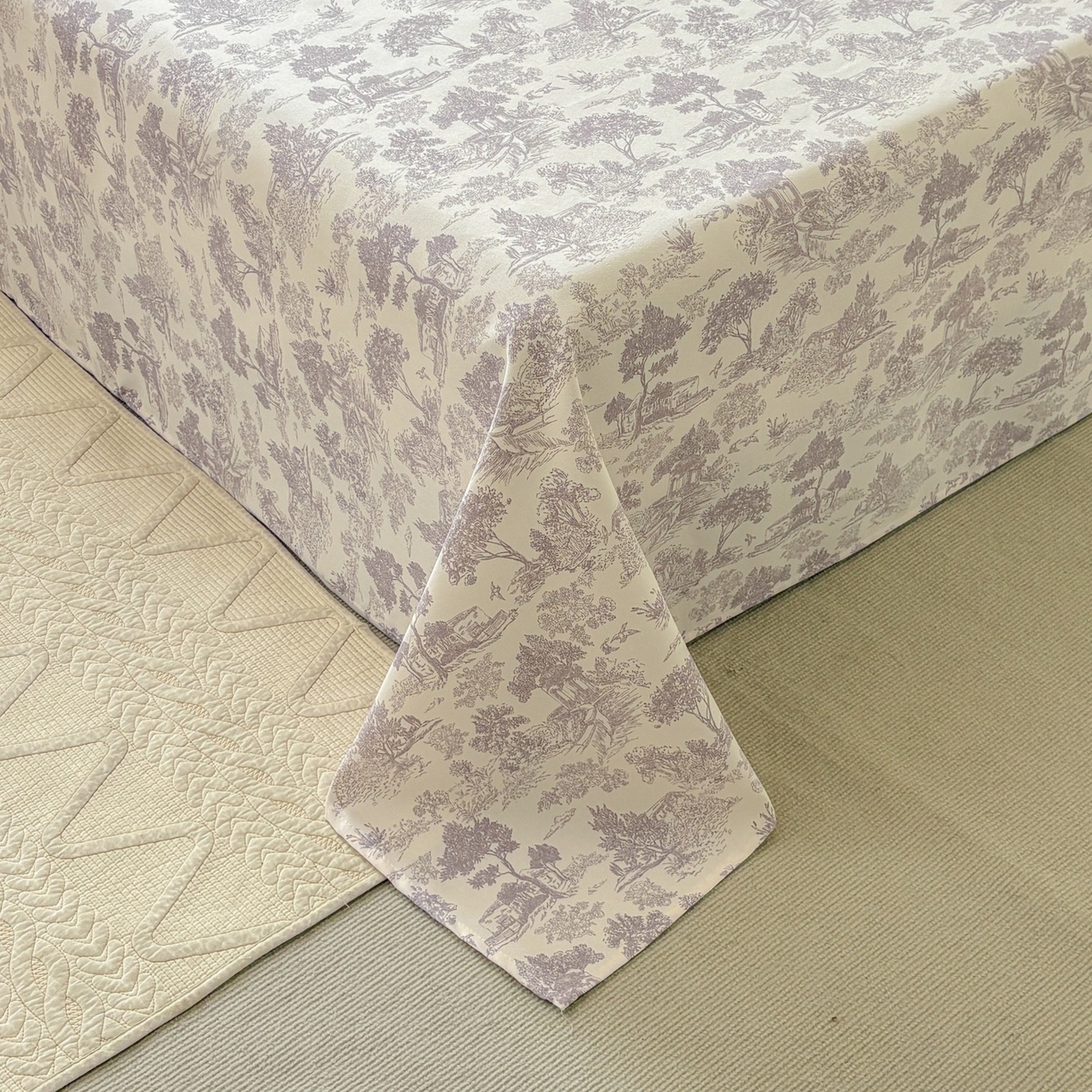 91家纺网 家纺一手货源 找家纺 青泽家纺 2025新款原棉标老粗布系列床单三件套 森林秘境