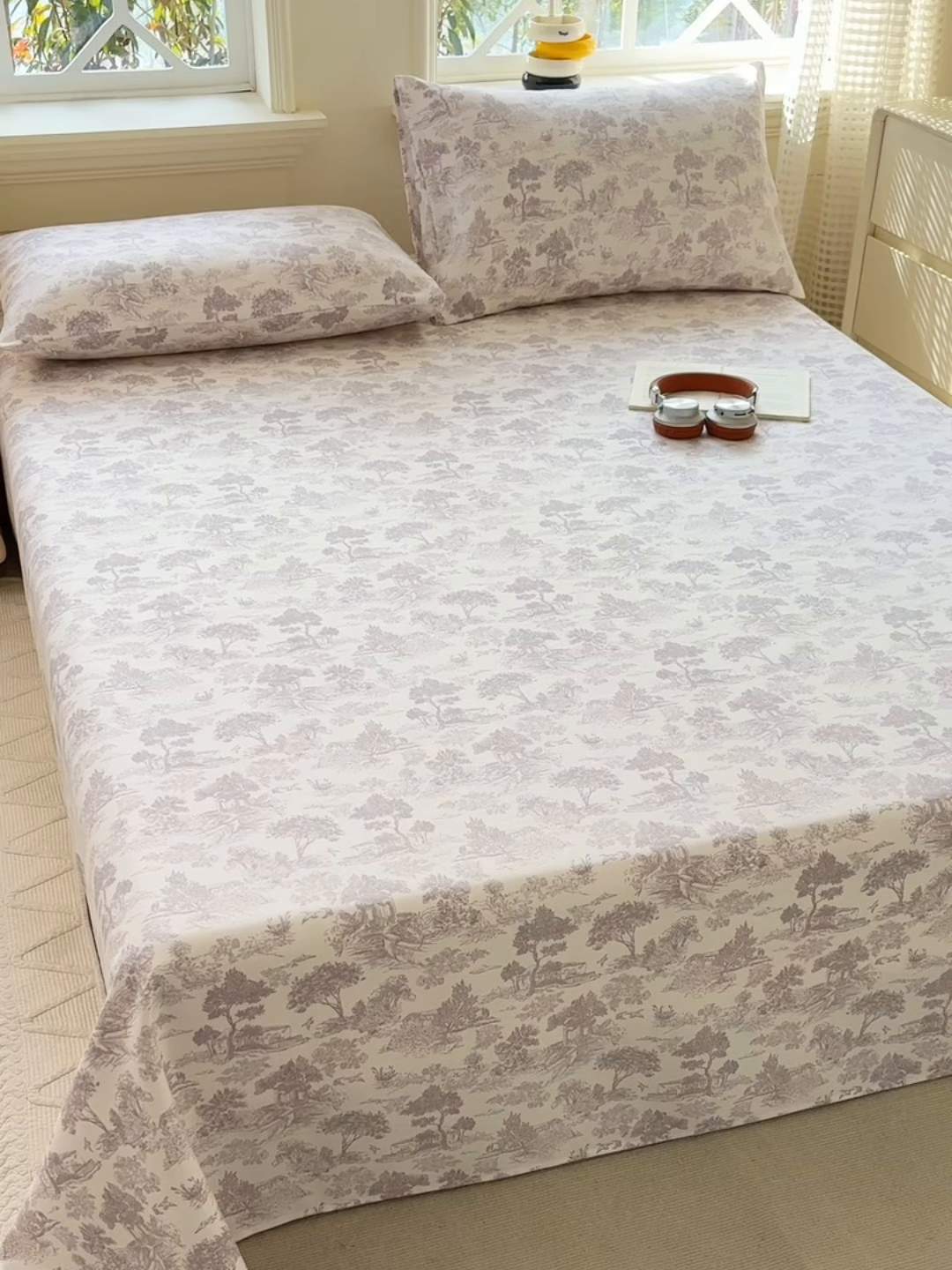 91家纺网 家纺一手货源 找家纺 青泽家纺 2025新款原棉标老粗布系列床单三件套 森林秘境