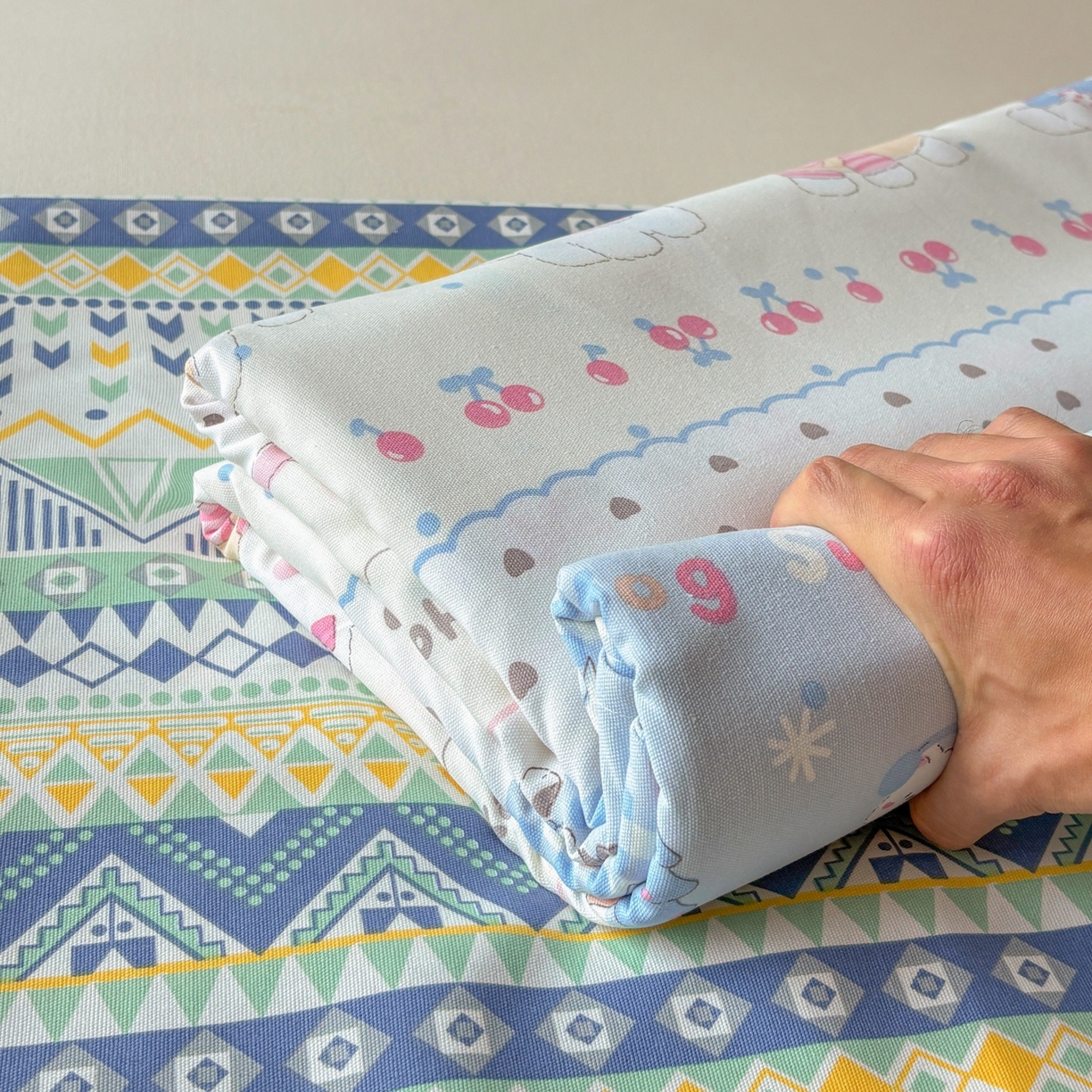 91家纺网 家纺一手货源 找家纺 青泽家纺 2025新款原棉标老粗布系列床单三件套 甜心小狗