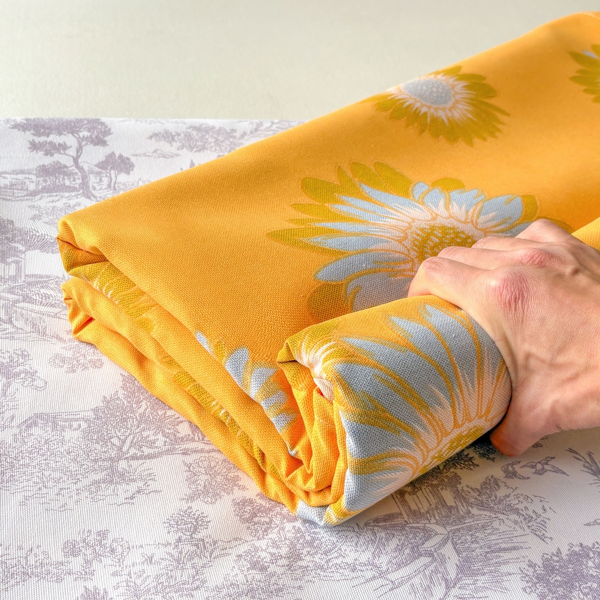 91家纺网 家纺一手货源 找家纺 青泽家纺 2025新款原棉标老粗布系列床单三件套 向阳花