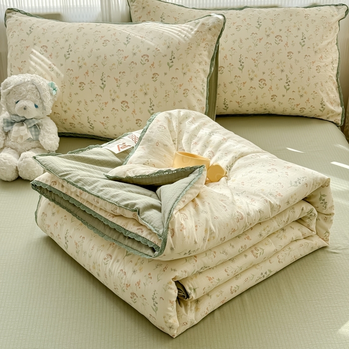 91家纺网 家纺一手货源 找家纺 （总）贝扬思家纺 2026新款云感双层纱抗菌花边夏被-晴风系列