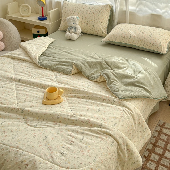 91家纺网 家纺一手货源 找家纺 （总）贝扬思家纺 2026新款云感双层纱抗菌花边夏被-晴风系列