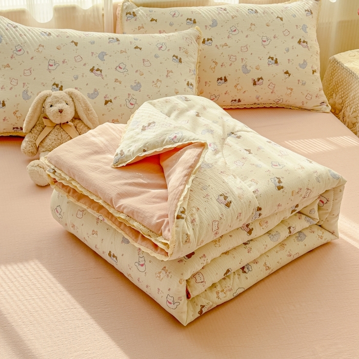 91家纺网 家纺一手货源 找家纺 （总）贝扬思家纺 2026新款云感双层纱抗菌花边夏被-晴风系列