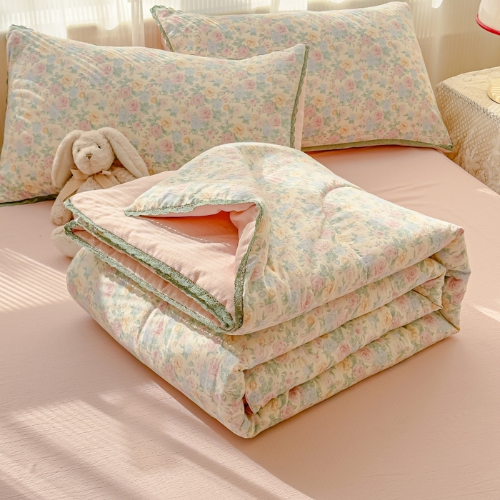 91家纺网 家纺一手货源 找家纺 （总）贝扬思家纺 2026新款云感双层纱抗菌花边夏被-晴风系列