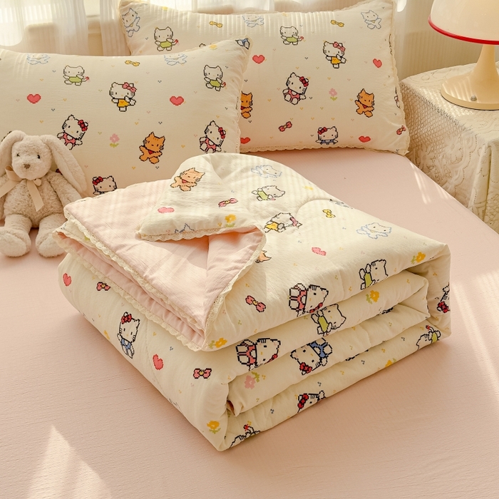 91家纺网 家纺一手货源 找家纺 （总）贝扬思家纺 2026新款云感双层纱抗菌花边夏被-晴风系列