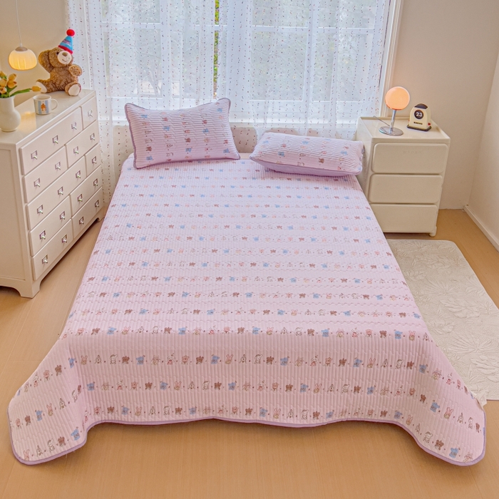 91家纺网 家纺一手货源 找家纺 （总）贝扬思家纺 2026新款云感双层纱7A抗菌夏被四件套系列-栀夏系列