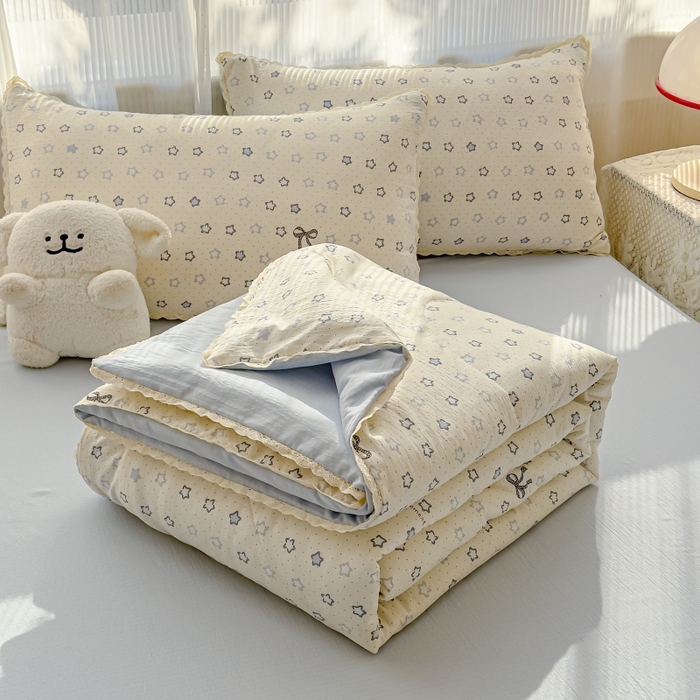 91家纺网 家纺一手货源 找家纺 （总）贝扬思家纺 2026新款云感双层纱抗菌花边夏被-晴风系列