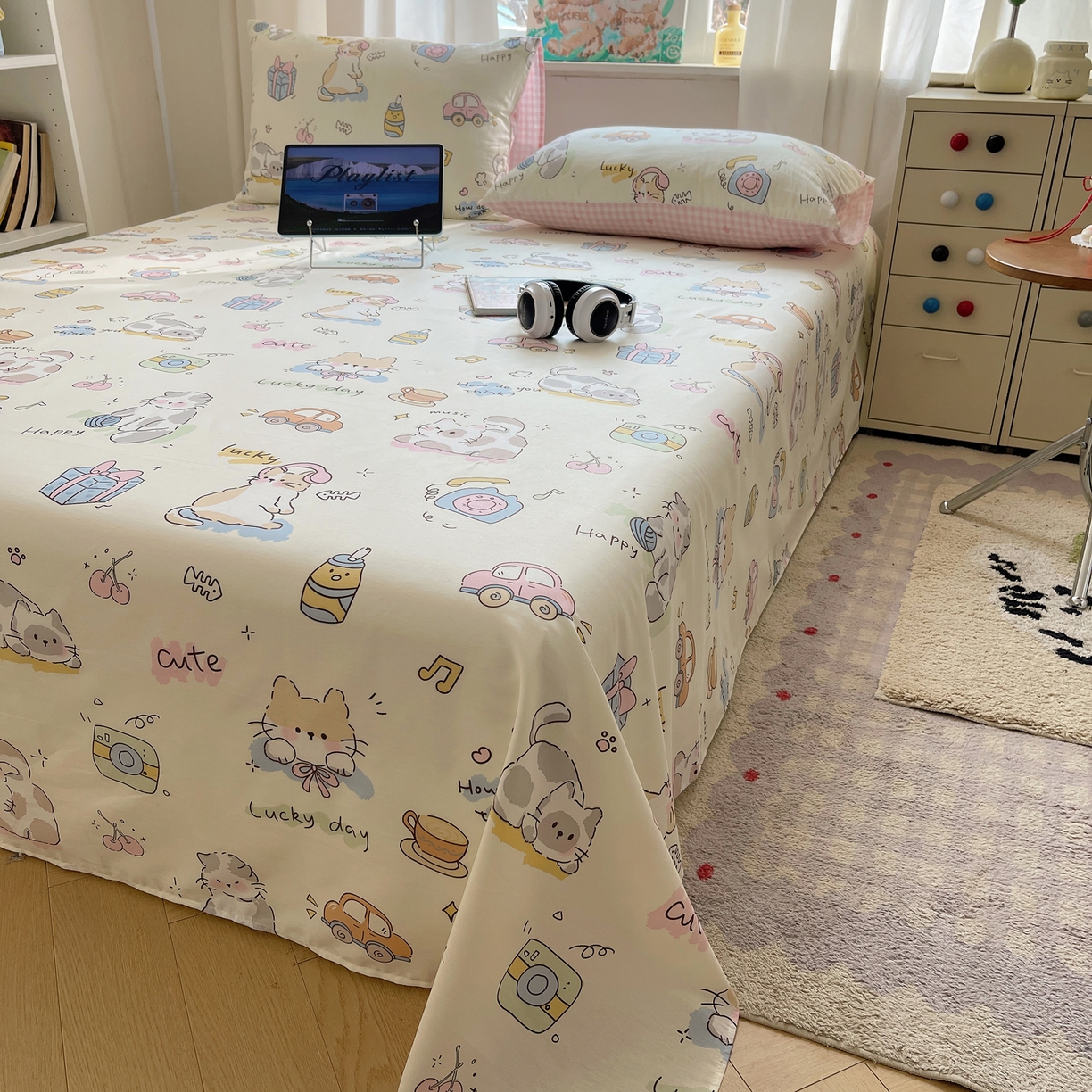 91家纺网 家纺一手货源 找家纺 （总）六巷胡同 2026新款40支全棉13070INS卡通全棉单品床单