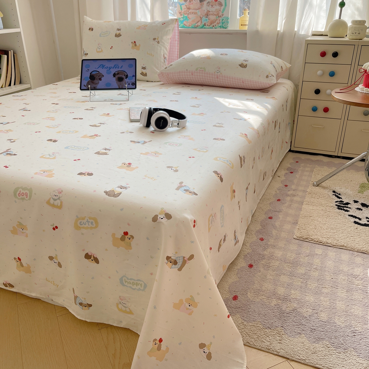 91家纺网 家纺一手货源 找家纺 （总）六巷胡同 2026新款40支全棉13070INS卡通全棉单品床单