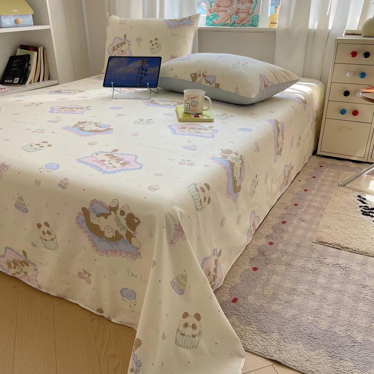 91家纺网 家纺一手货源 找家纺 （总）六巷胡同 2026新款40支全棉13070INS卡通全棉单品床单