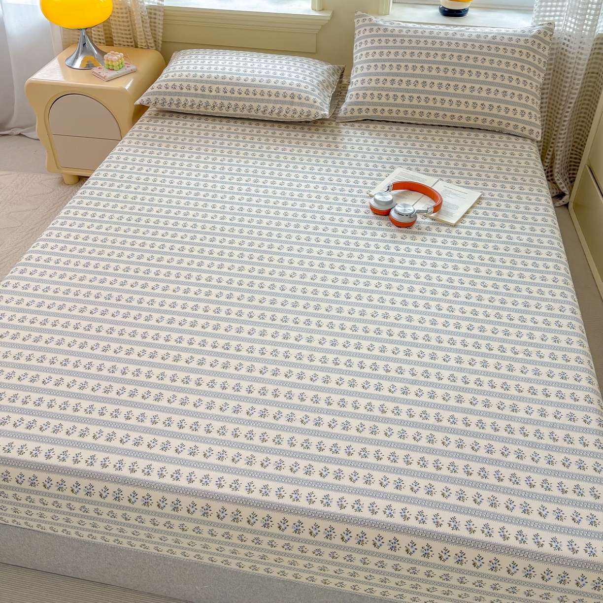 91家纺网 家纺一手货源 找家纺 青泽家纺 2025新款原棉老粗布床笠系列 陌微