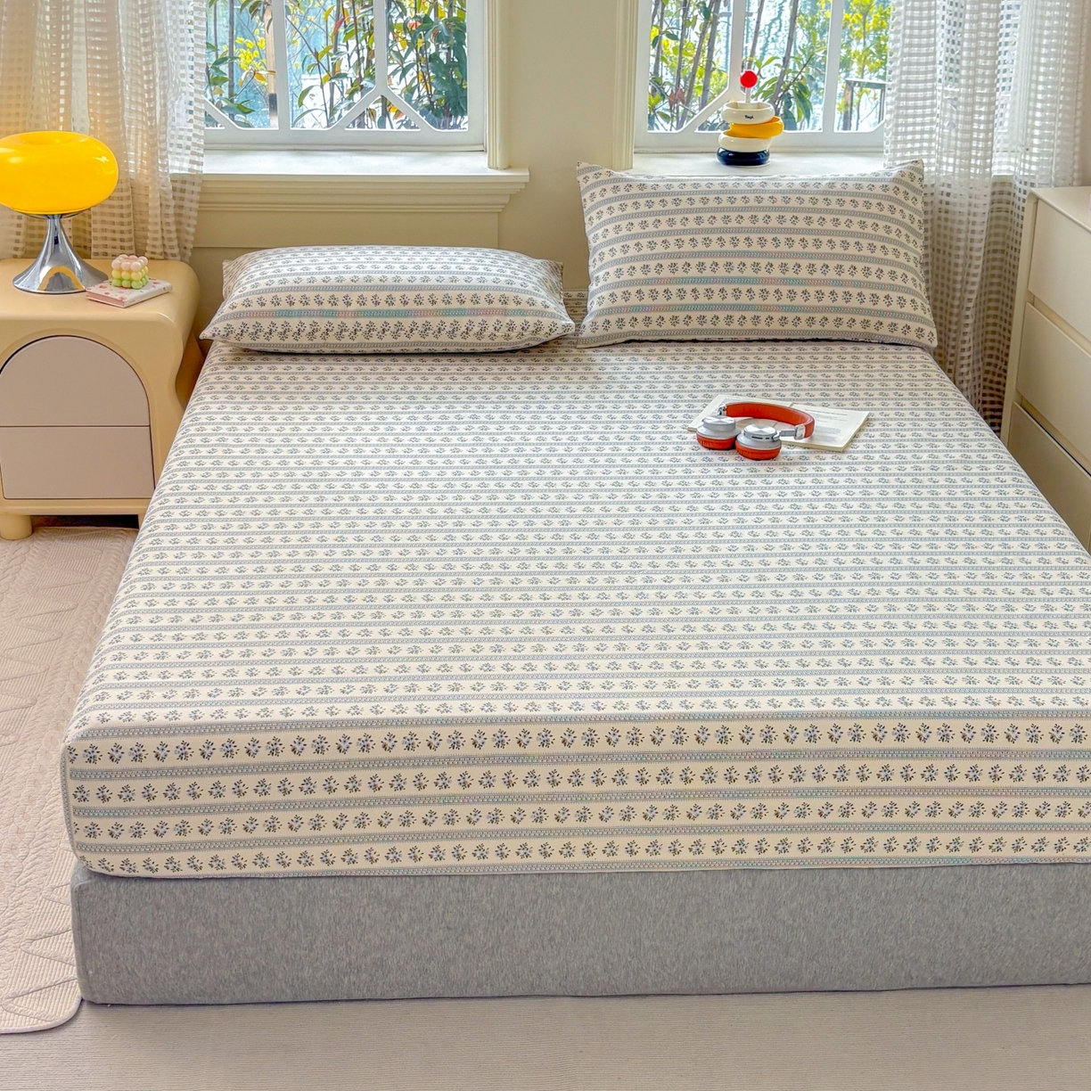 91家纺网 家纺一手货源 找家纺 青泽家纺 2025新款原棉老粗布床笠系列 陌微