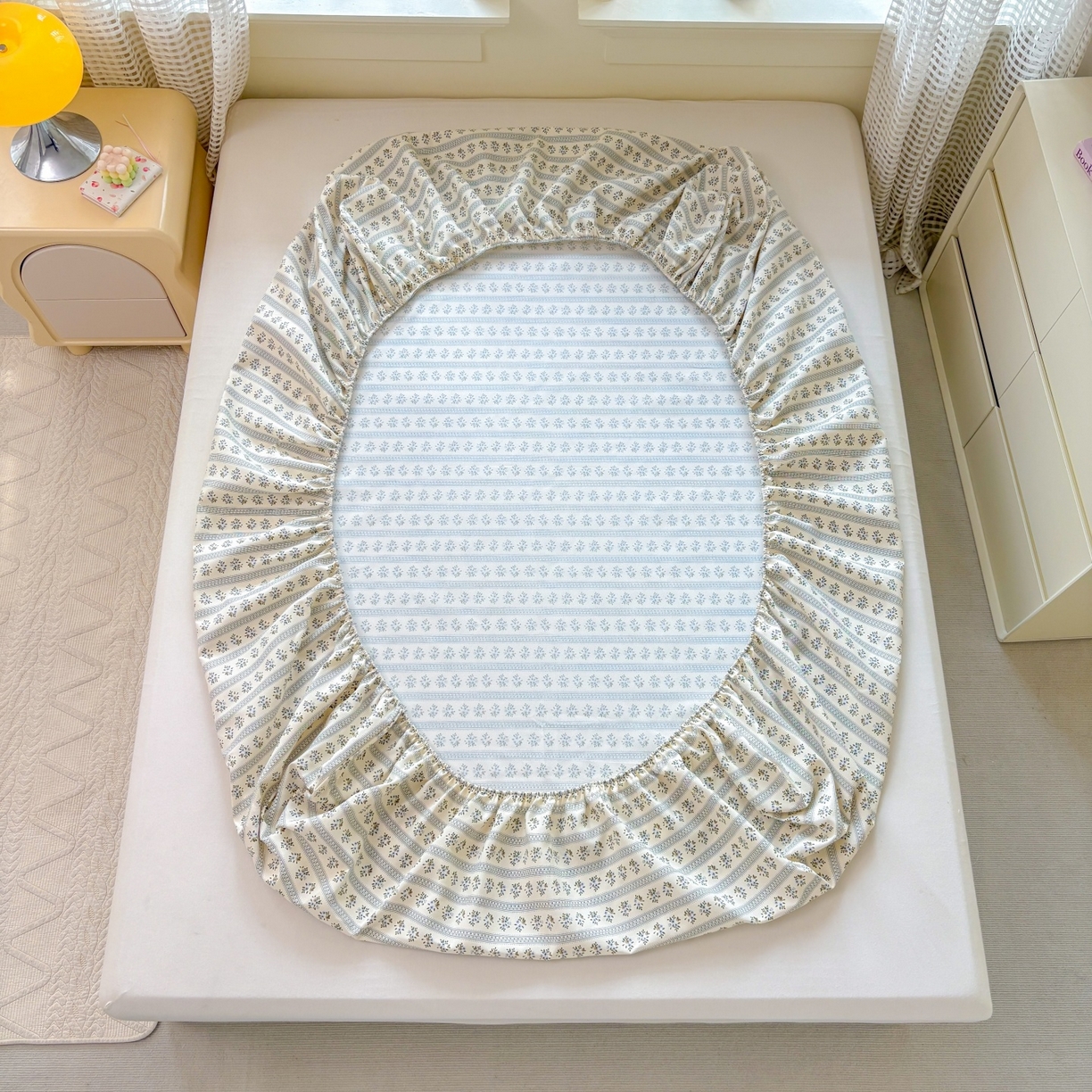 91家纺网 家纺一手货源 找家纺 青泽家纺 2025新款原棉老粗布床笠系列 陌微