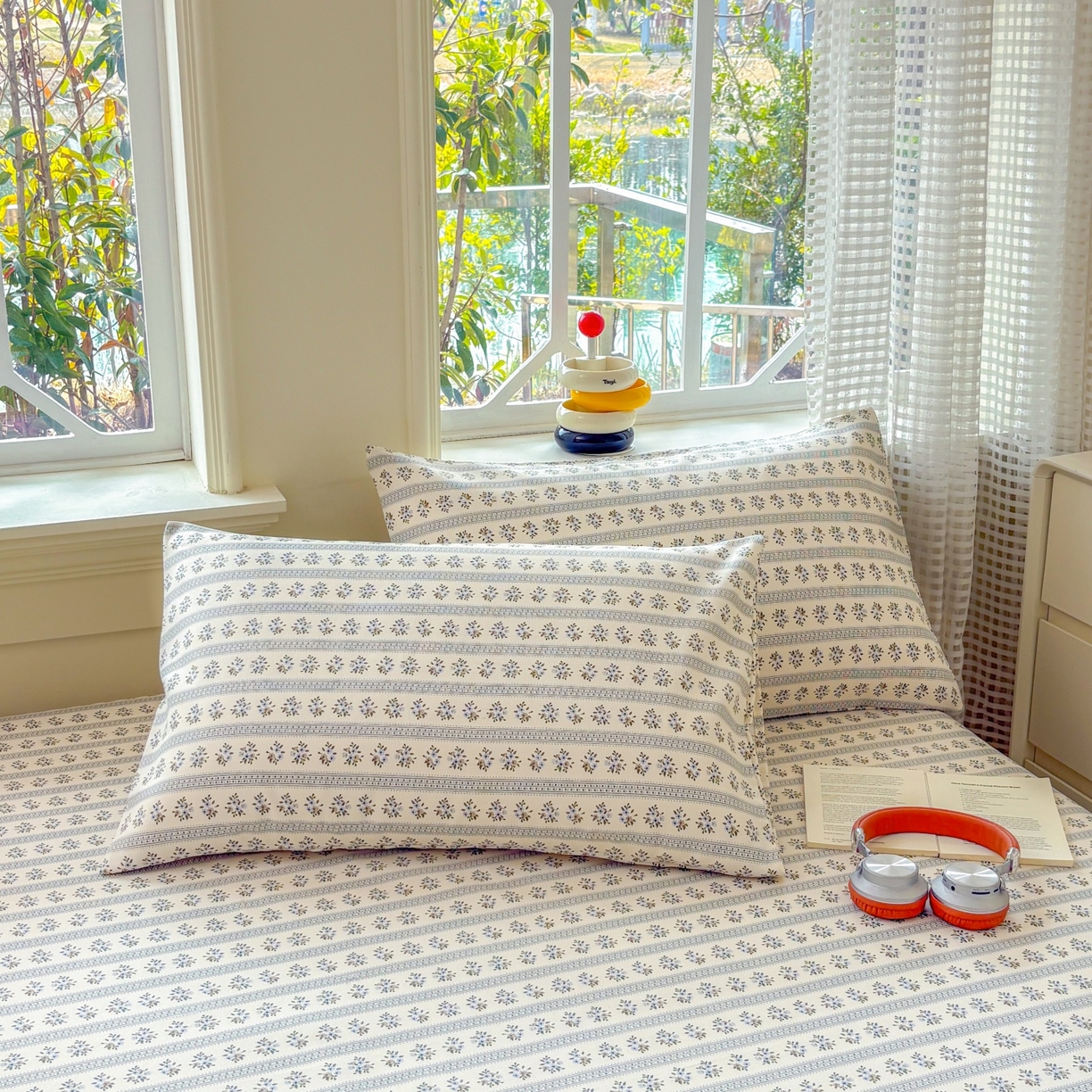 91家纺网 家纺一手货源 找家纺 青泽家纺 2025新款原棉老粗布床笠系列 陌微