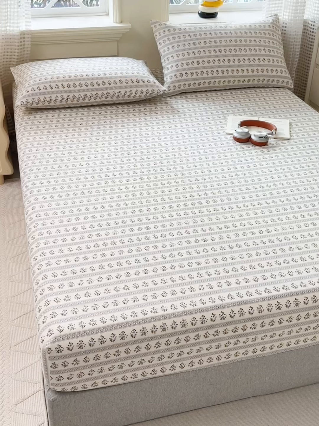 91家纺网 家纺一手货源 找家纺 青泽家纺 2025新款原棉老粗布床笠系列 陌微