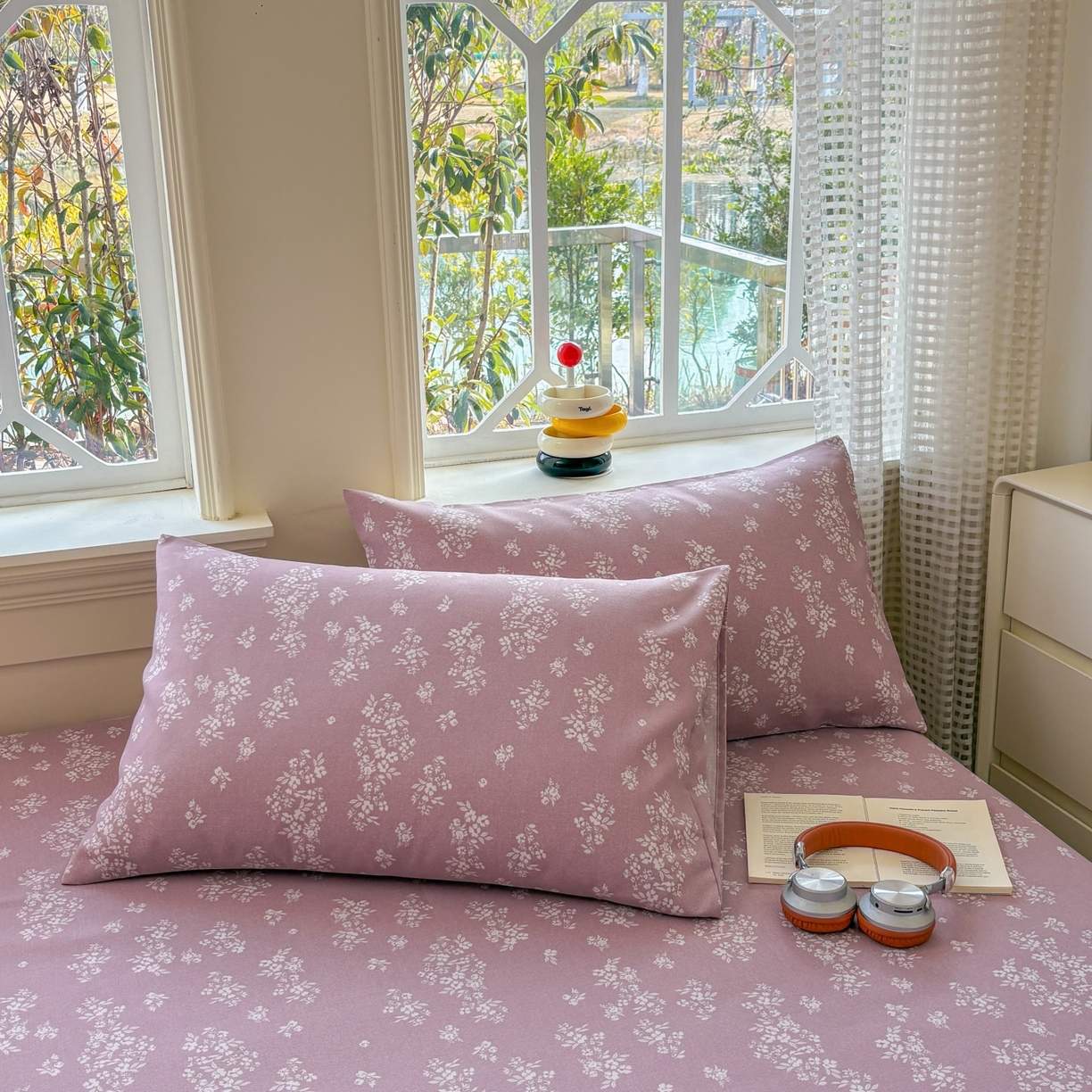 91家纺网 家纺一手货源 找家纺 青泽家纺 2025新款原棉老粗布床笠系列 如梦紫