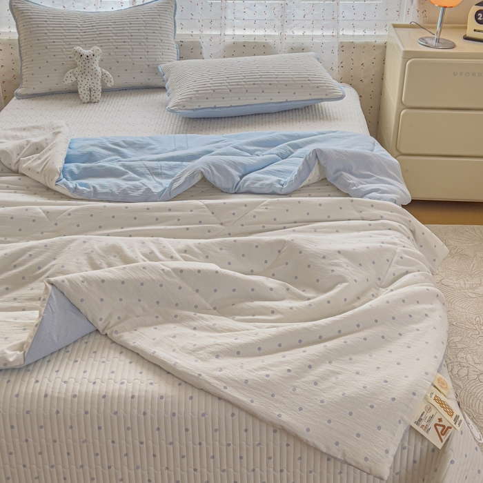 贝扬思家纺 2026新款云感双层纱7A抗菌夏被四件套系列-栀夏系列 栀夏-海盐汤圆