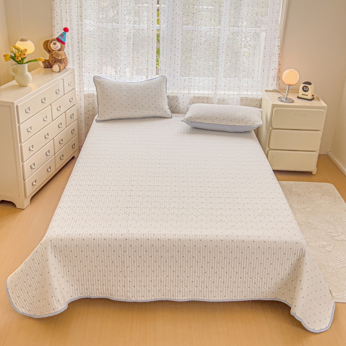 91家纺网 家纺一手货源 找家纺 贝扬思家纺 2026新款云感双层纱7A抗菌夏被四件套系列-栀夏系列 栀夏-海盐汤圆