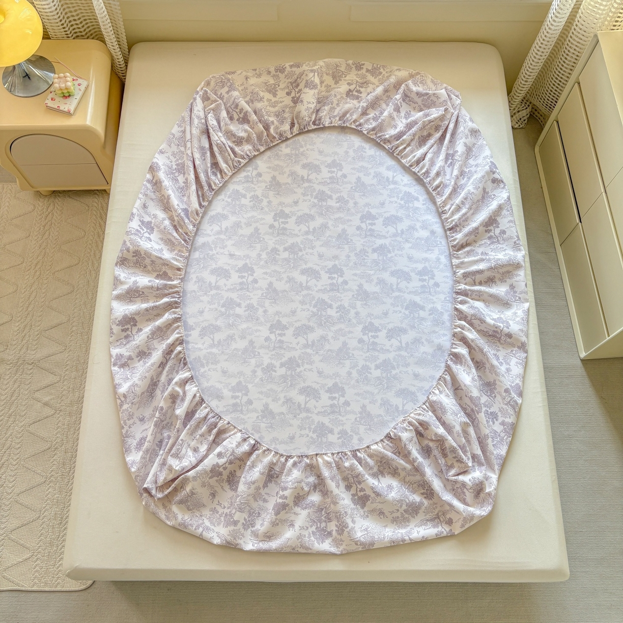 91家纺网 家纺一手货源 找家纺 青泽家纺 2025新款原棉老粗布床笠系列 森林秘境