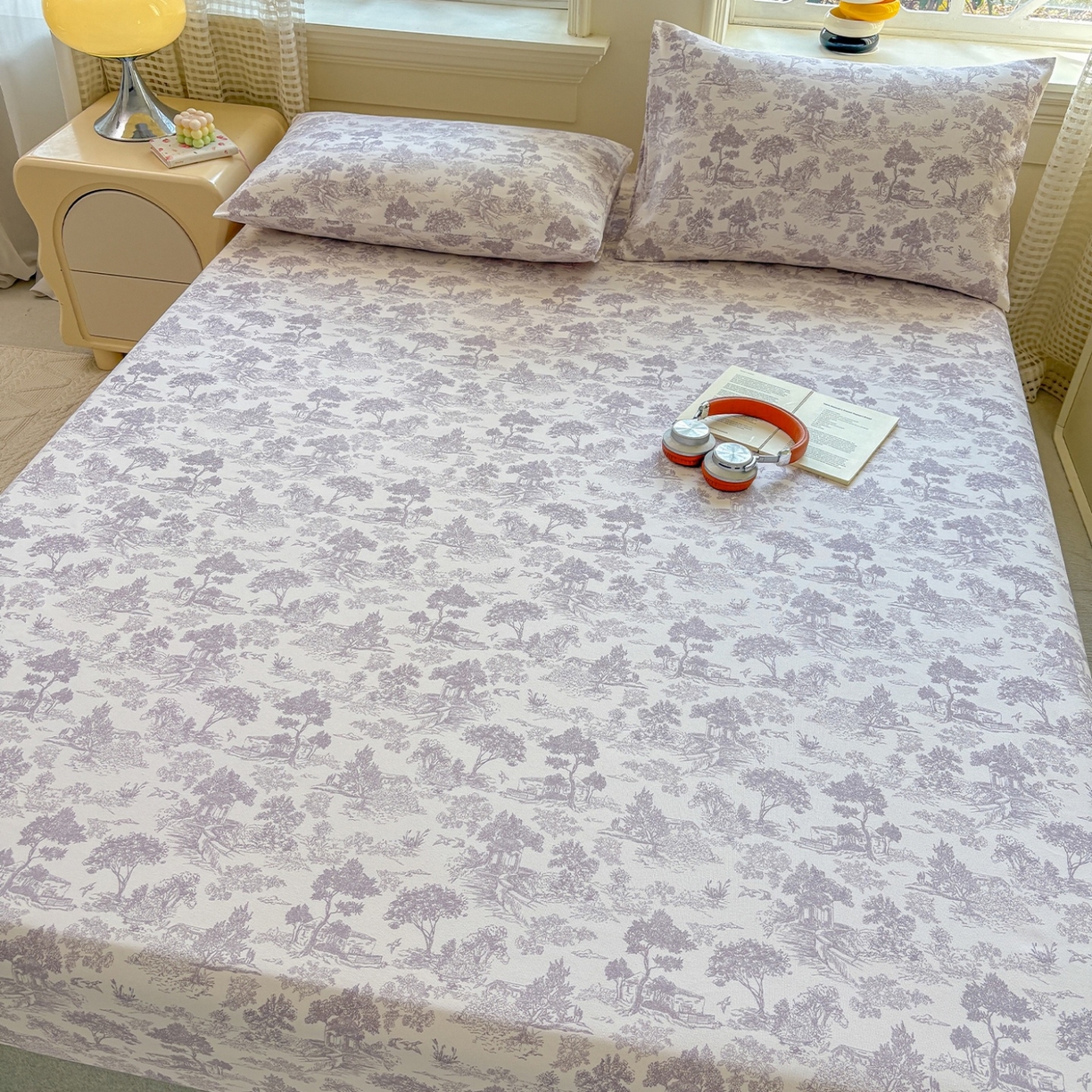 91家纺网 家纺一手货源 找家纺 青泽家纺 2025新款原棉老粗布床笠系列 森林秘境