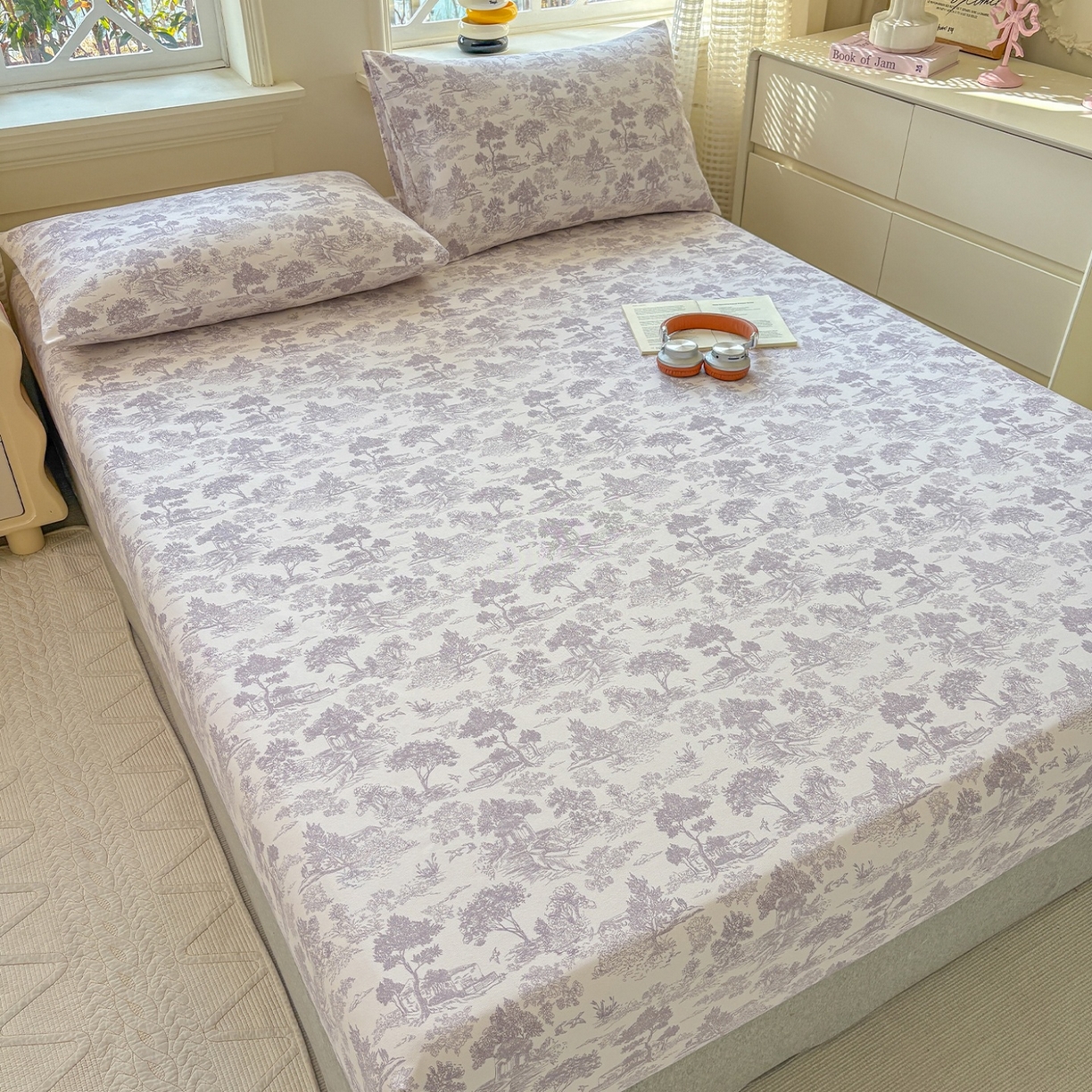 91家纺网 家纺一手货源 找家纺 青泽家纺 2025新款原棉老粗布床笠系列 森林秘境