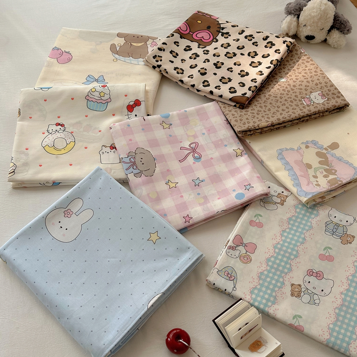 91家纺网 家纺一手货源 找家纺 六巷胡同 2026新款40支全棉13070INS卡通全棉单品床单 组合叠拍图